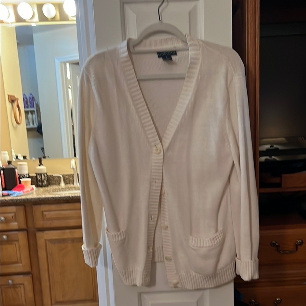 Ralph Lauren Women's White Cardigan 100% Cotton Sweater
